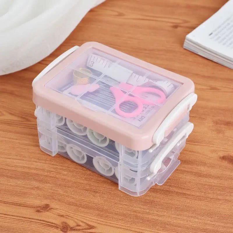 Portable Household Sewing Kit Box, Fabric Craft Needles Thread Scissor Set, Plastic Transparent Sewing Thread Storage, Multifunction PP Box Sewing Kit, Home & Travelling Sewing Accessories Portable Household Sewing Kit Box, Fabric Craft Needles Thread Scissor Set, Plastic Transparent Sewing Thread Storage, Multifunction PP Box Sewing Kit, Home & Travelling Sewing Accessories